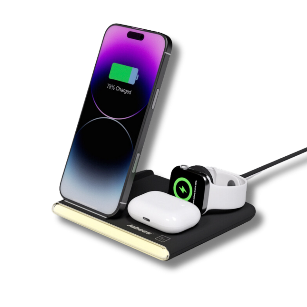 Chargeur sans fil pliable 4 en 1 Jabees PowerGlow avec lumière LED