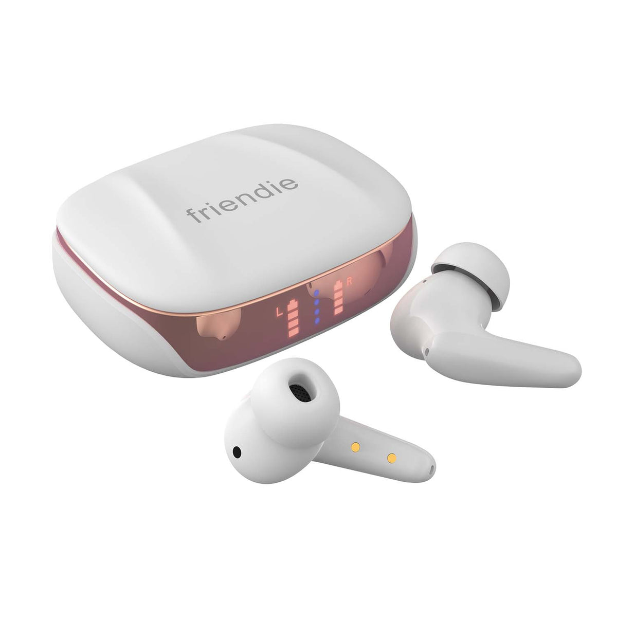Pearl white and rose gold AIR Focus ANC wireless earbuds
