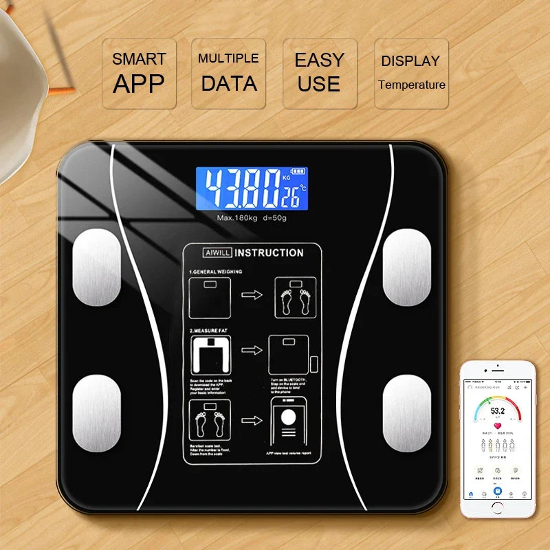 Black smart Bluetooth body fat scale