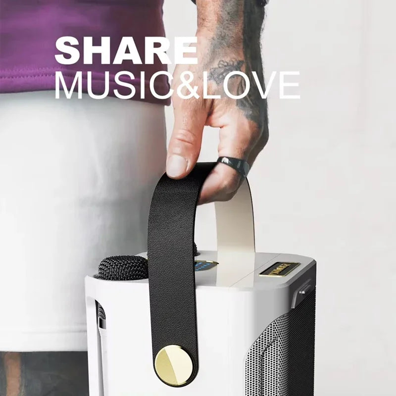 Altoparlante Bluetooth per karaoke ad alta potenza con due microfoni