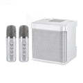 Altoparlante portatile per karaoke con due microfoni, bianco