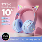 Cuffie Bluetooth con orecchie da gatto, blu