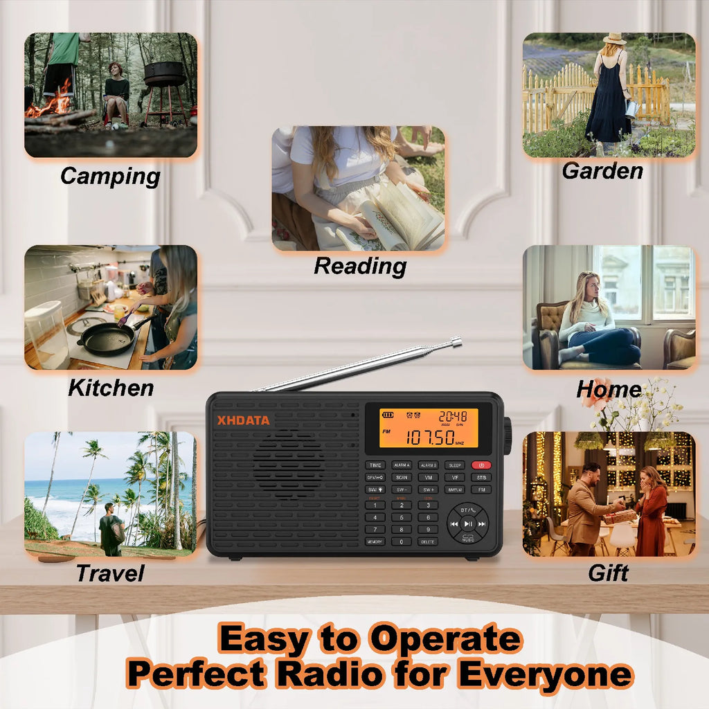 Radio digitale stereo portatile, nera