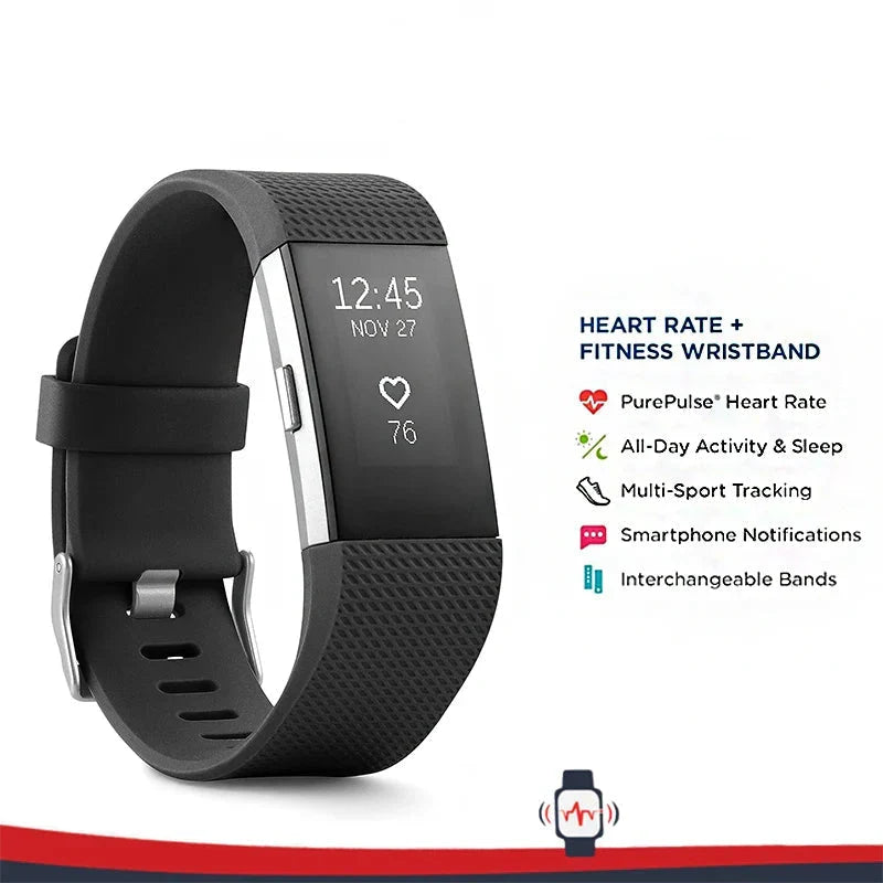 Bracciale intelligente per l'attività fisica con cardiofrequenzimetro, nero