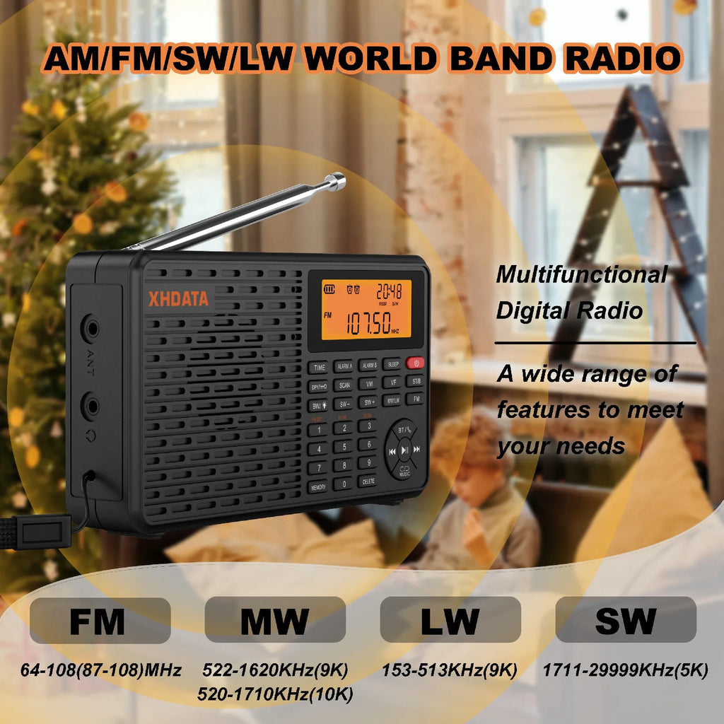 Radio digitale stereo portatile, nera