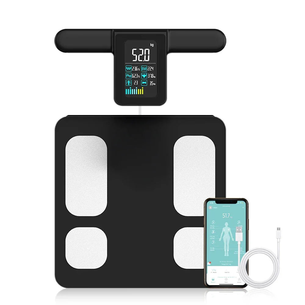Black smart body fat scale with handles