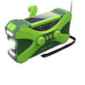 Green solar hand-crank emergency radio