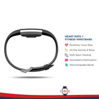 Bracciale intelligente per l'attività fisica con cardiofrequenzimetro, nero