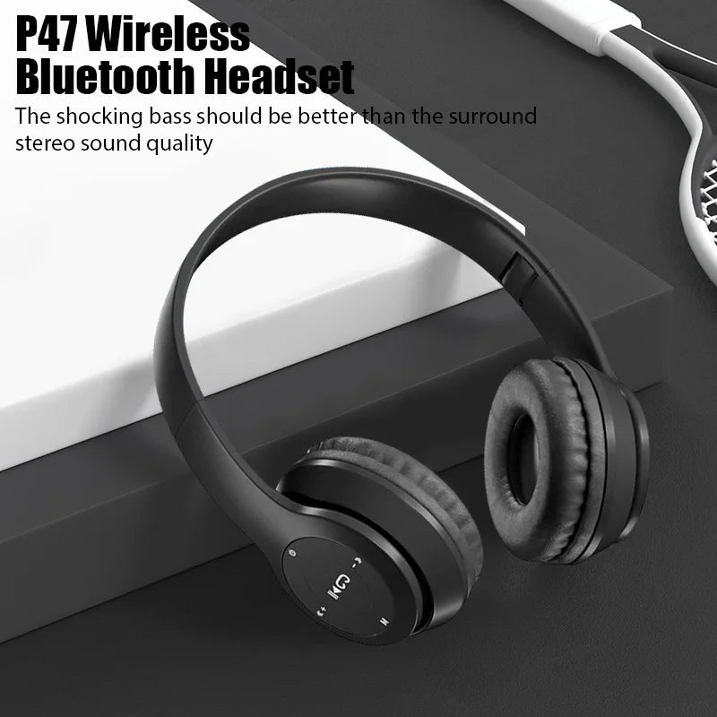 Casque Bluetooth sans fil à arceau, noir