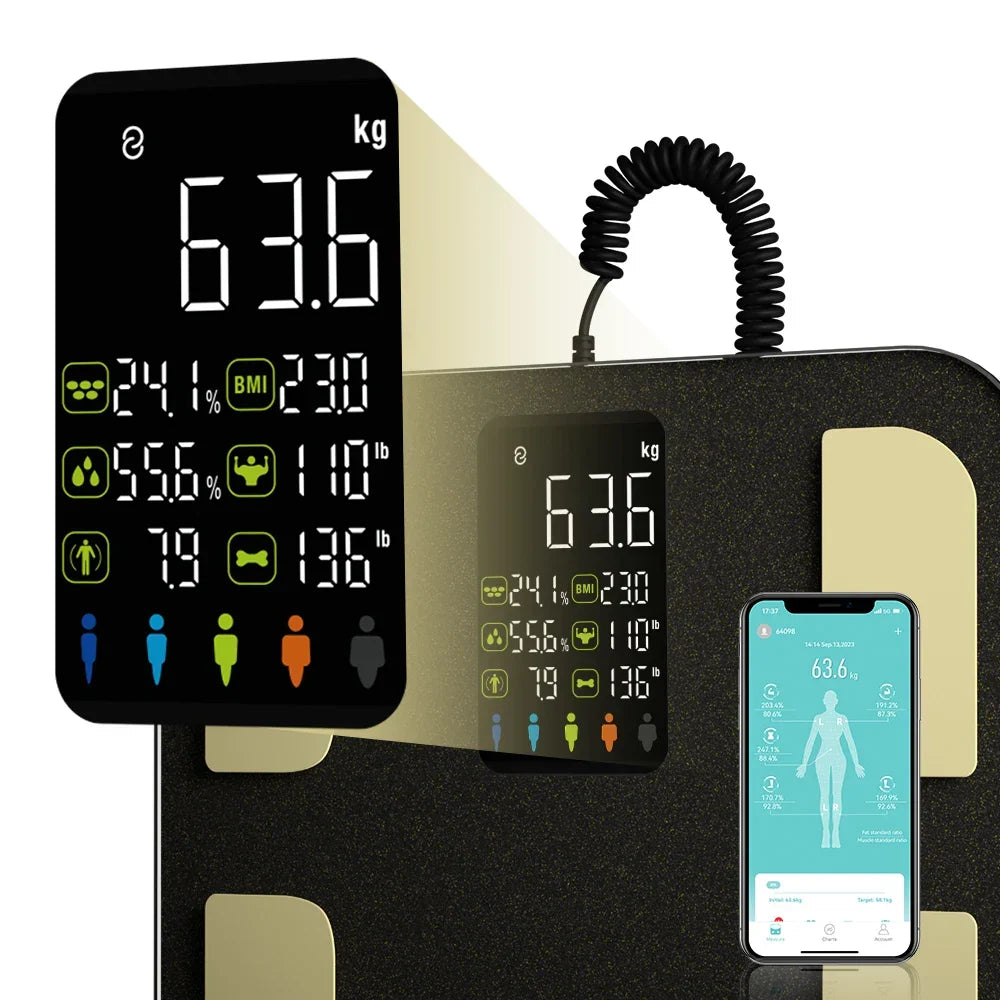 Black smart bioimpedance scale with handles