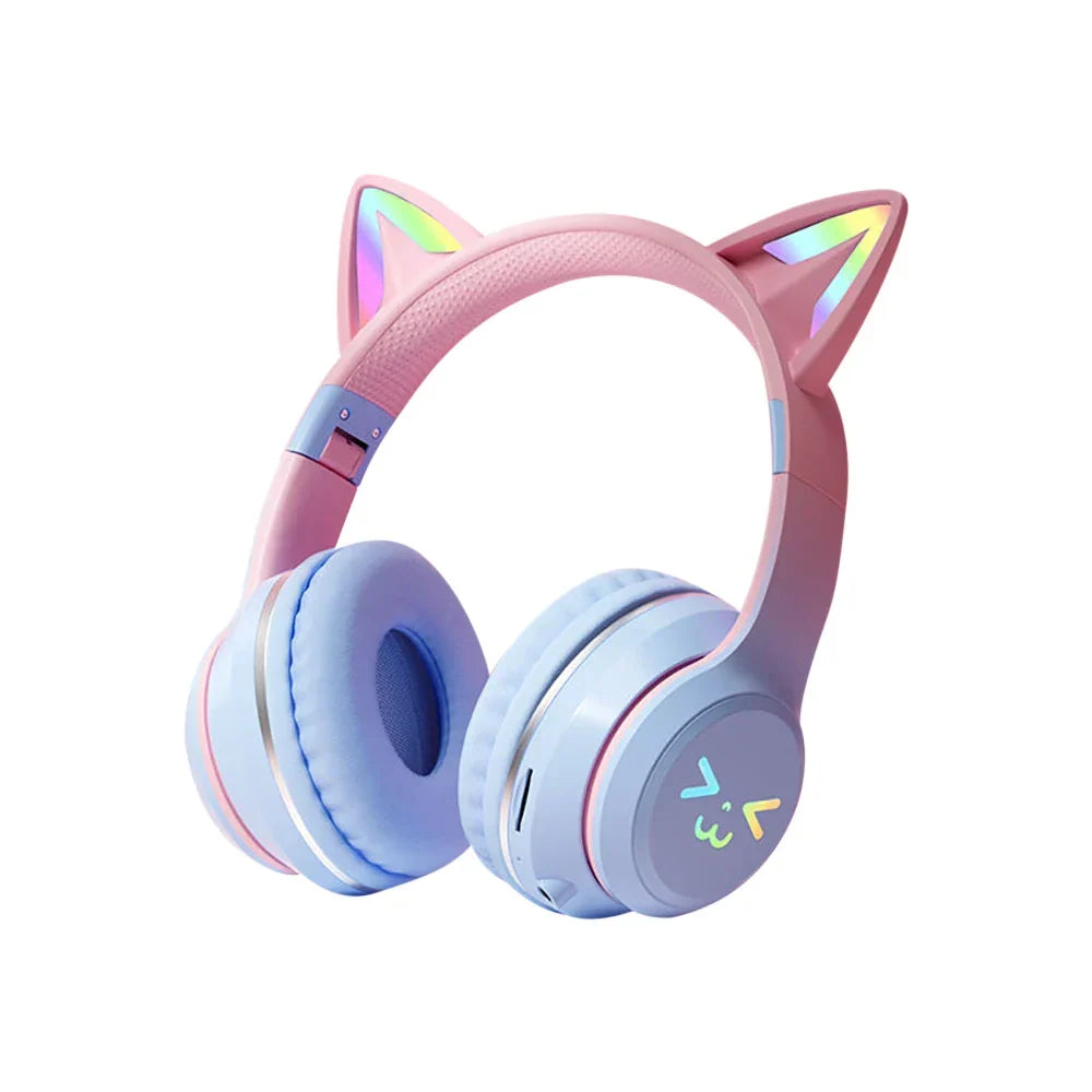 Cuffie Bluetooth con orecchie da gatto, blu