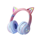 Cuffie Bluetooth con orecchie da gatto, blu