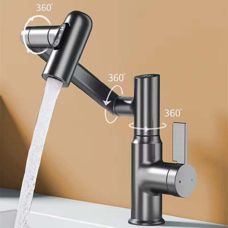 Robinet de lavabo intelligent rotatif avec éclairage LED