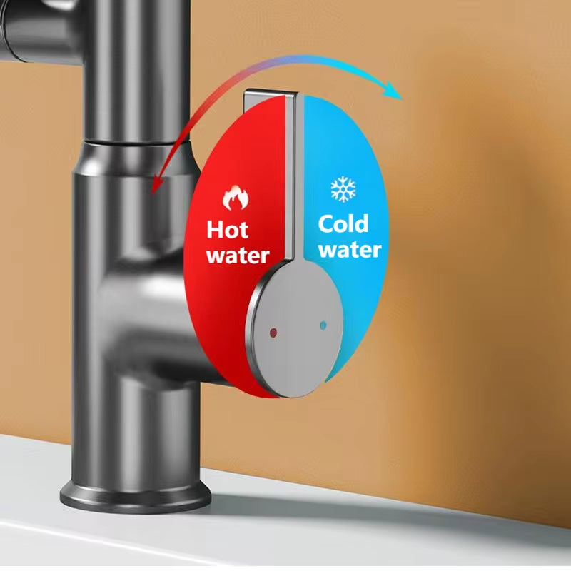 Robinet de lavabo intelligent rotatif avec éclairage LED