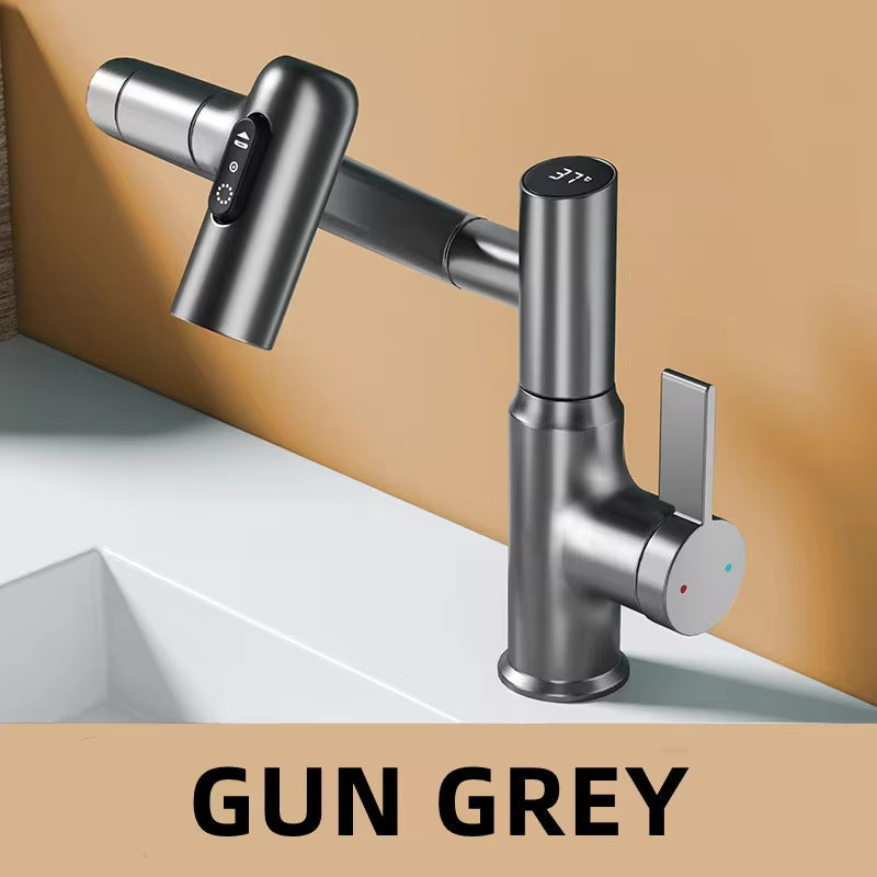 Smart rotating LED basin tap