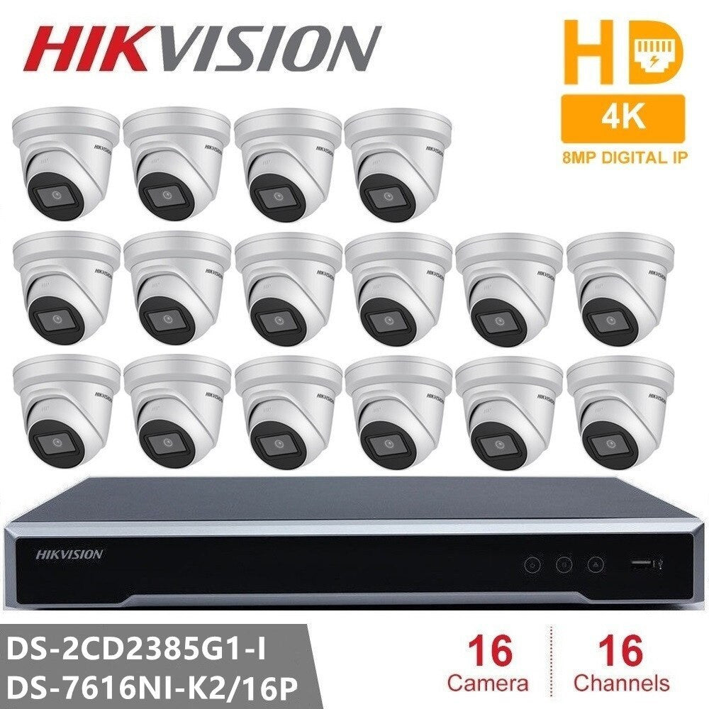 Kit di videosorveglianza IP Hikvision da 8 MP con telecamera DS-2CD2385G1-I