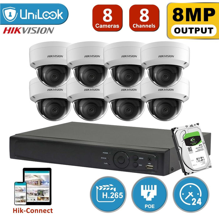 Kit di videosorveglianza IP Hikvision 4K da 8 MP con PoE, DS-2CD2185FWD-IS