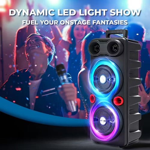 Wireless party speaker with RGB lighting and bass