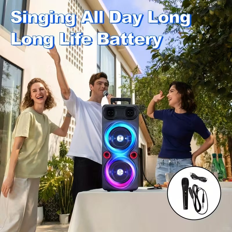 Wireless party speaker with RGB lighting and bass