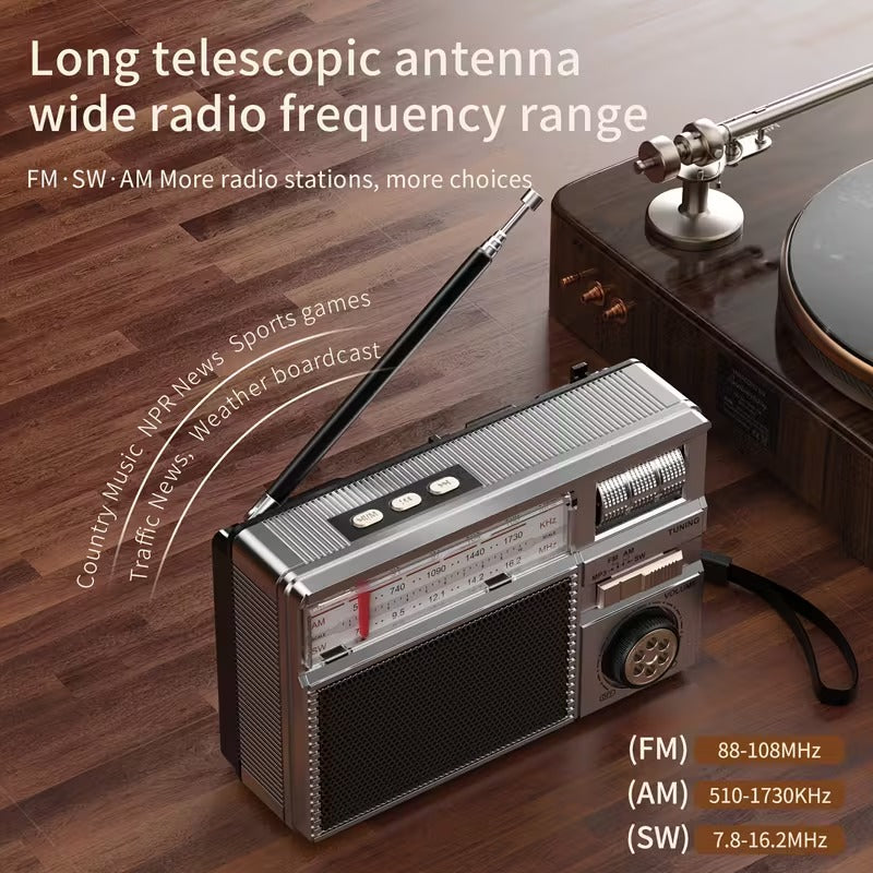 Radio portable multifonction FM/AM/Bluetooth/solaire